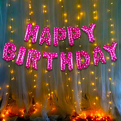 Image of Party Propz Pink Happy Birthday Decoration Kit -2Pcs Set HBD Foil Balloon With Led Light Birthday Decorations Items For Bday Lights Combo Pack Set, Husband,Wife, First, 2nd,30th,40th,50th Theme