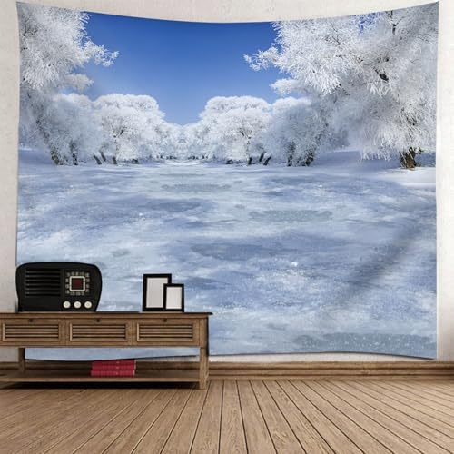 Tapisserie motif thème hivernal pour cacher un mur abîmé 140x210