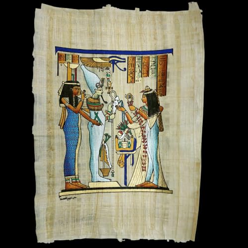 Papiro egipcio original pintado a mano de 22x33 cm con Osiris e Isis 2