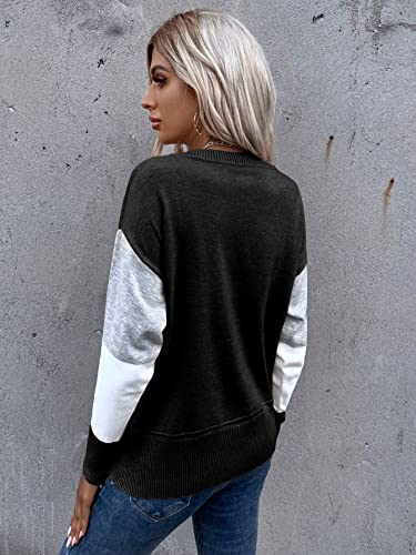 SOLY HUX Women's Casual Color Block Long Sleeve Crewneck Pullover Top Sweater2