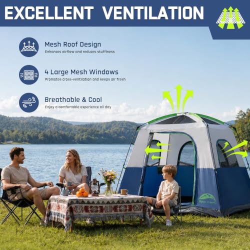 Happy Travel Tent 4 Person Tents for Camping, Tall Cabin Tent with Rainfly - Image 4