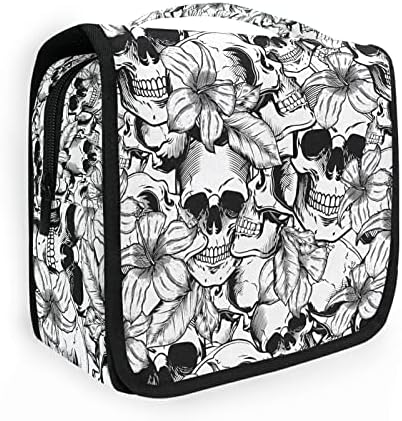 Neceser colgante, bolsa de viaje de maquillaje de calavera gótica para artículos de tocador, organizador de artículos de tocador portátil, kit de