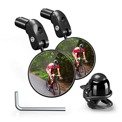 FELICIS Bike Rearview Mirrors, Adjustable Handlebar End Mount Bicycle Side Mirror, Rotatable Bar End Bike Mirror, Safe Cycling Mirrors for Road Bike, Mountain Bike, Bonus Bicycle Bell