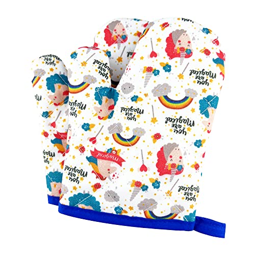 Kids Oven Mitts for Kids Baking Supplies,Kids Baking Gloves for Toddler (Unicorn)