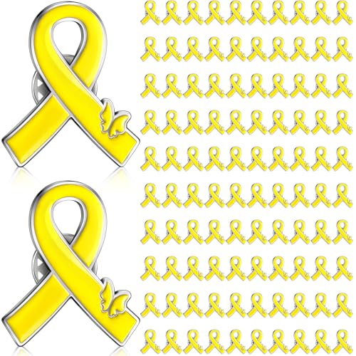 Tondiamo Yellow Ribbon Lapel Pins Childhood Cancer Awareness Endometriosis Bone Cancer Brooch Pins for Public Charity Fundraiser Events Supplies Gifts