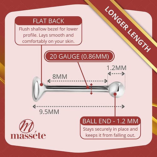 Massete 14K Gold Nose Ring With Simulated Diamond Stud Piercing Body Bezel Set Micro White #TOP1