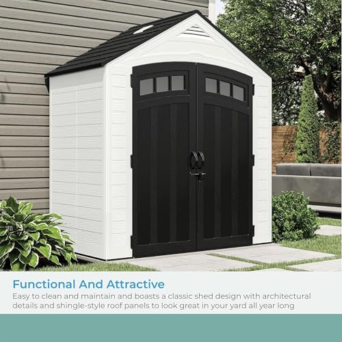 Suncast 7' x 4' Vista Vertical Storage Shed, with Floor, Double Doors - image 3