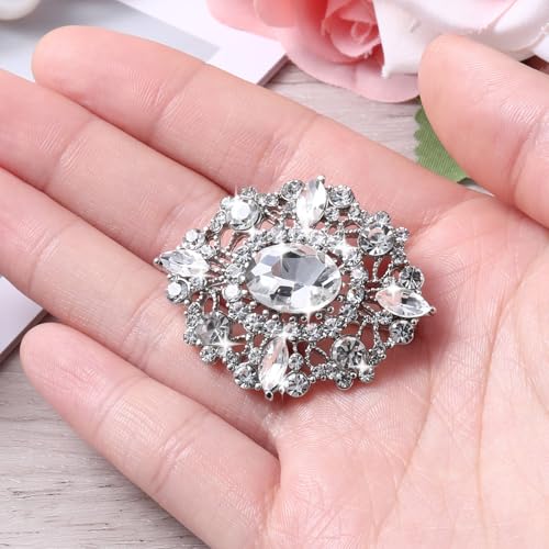 ZEYIYER Elegant Crystal Brooch Pin for Women - Vintage Silver Diamante Brooches for Clothes, Dresses, and Special Occasions - Image 3
