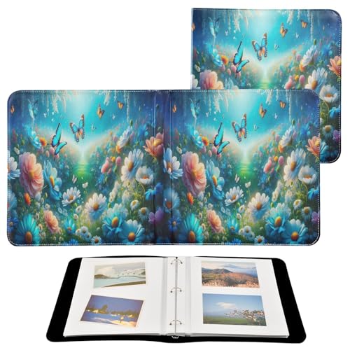 Álbum de Fotos Autoadhesivo DIY de Cuero PU con 3 Anillas, 40 Páginas, 11.8 x 11.2 pulgadas, Tema Mariposas miniatura 2