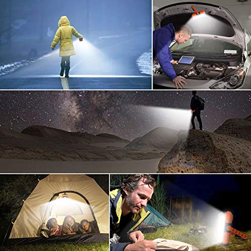 Portable LED Work Light,BEIEN Rechargeable Solar Work Lights 4400 mAh,Waterproof COB Flood Light with Magnetic Hanging Hook,30W 1000LM for Car Repairing,Camping,Hiking,Backpacking,Fishing