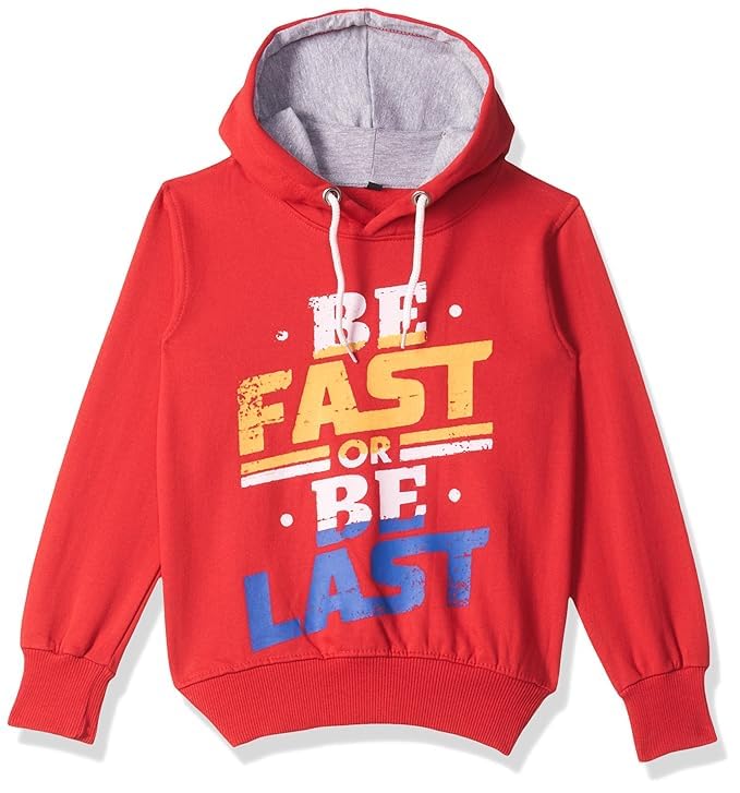 T2F Boy's Cotton Hooded Neck Sweat shirt (BYS-SS-05_Multicolor_9-10 Years_Red_9 Years-10 Years)