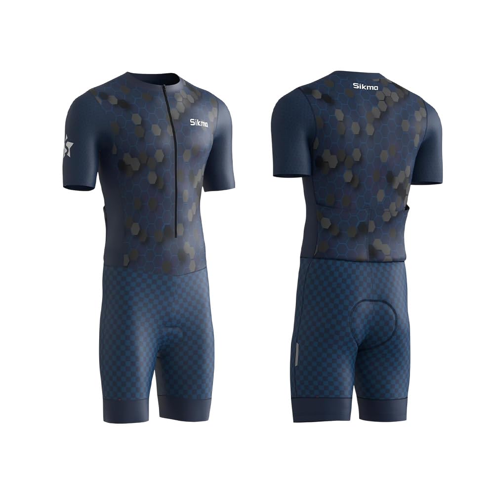 Herren Fahrrad-Skinsuit Gel gepolstert Einteiler Trisuit Bike Top kurzes Sublimiertes Design