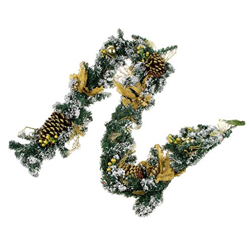 menolana 2 M Guirlanda de Natal Pinho Artificial para Decorações de Natal Roxo - Ouro