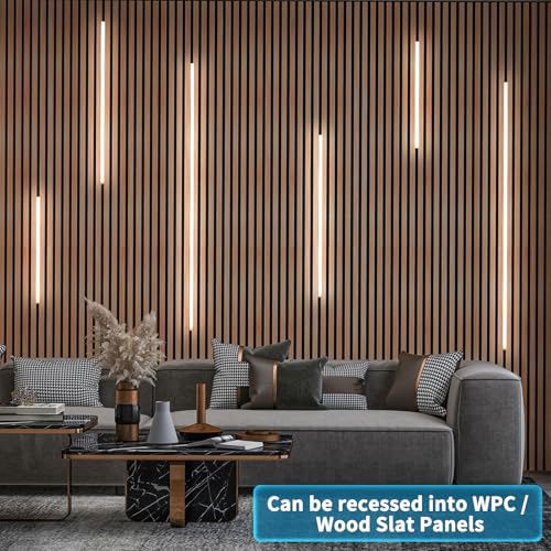 art3d led recessed lighting kit - 6pcs self-adhesive white led light with smart switch 3000k touching switch light for wood slat wall panels headboards stairs under cabinet home decor