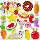 LEGEND SANDY 14 Pack Squeaky Dog Toys, Cute Fruit and Vegetable Plush Toys for Puppies and Small Dogs