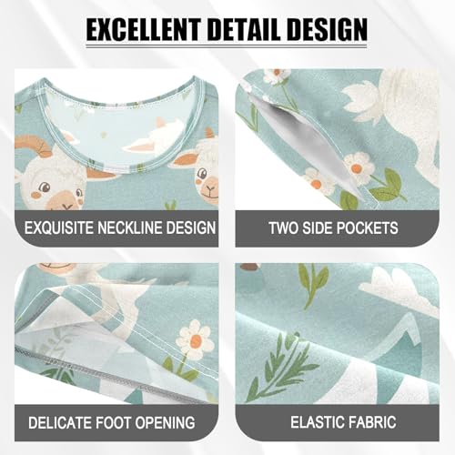 ALAZA Sheep Flower Mountain Pajamas Short Sleeve 2 Piece Sleepwear Top and Bottom Pajama Set Unisex4