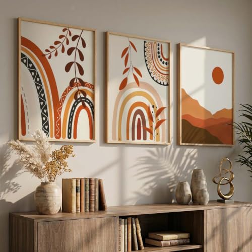 Image of kotart Elegant Home Decor Boho Painting Decorative Wall Art poster With Frame For Living Room Bed Room Hotel Wall Decor Digital Reprint Set of 3