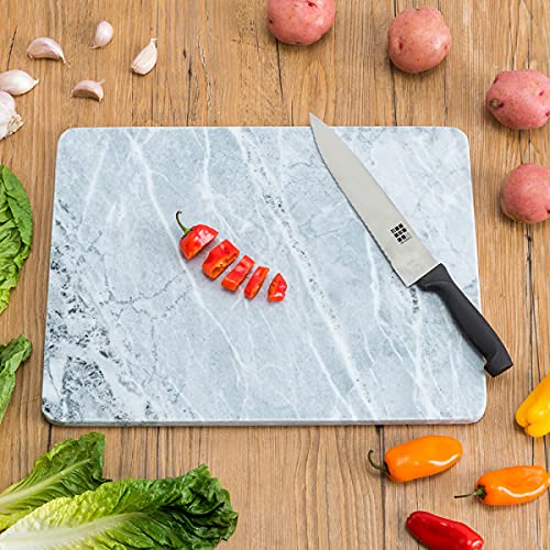 Home Basics Multi-Purpose Pastry Marble Cutting Board Slab with Non-Slip Feet for Stability & Scratch Protection for Countertop  Easy to Clean