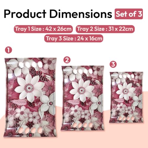 Image of U.P.C Tray Set for Serving /Serving Tray Set of 3 / Premium Printed Tray for Serving /Multi-Use Nashta Plate (Small, Medium & Large)