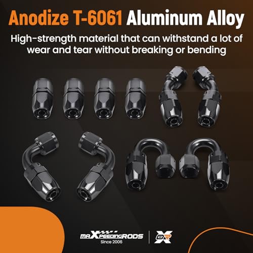 Image of maXpeedingrods 8AN 16FT Fuel Line Kit 1 /2 inch Gas Oil Line Hose AN8 Fitting Transmission Cooler Lines CPE Nylon Stainless Steel Braided + 10PCS 8AN Push Lock Fitting Hose End