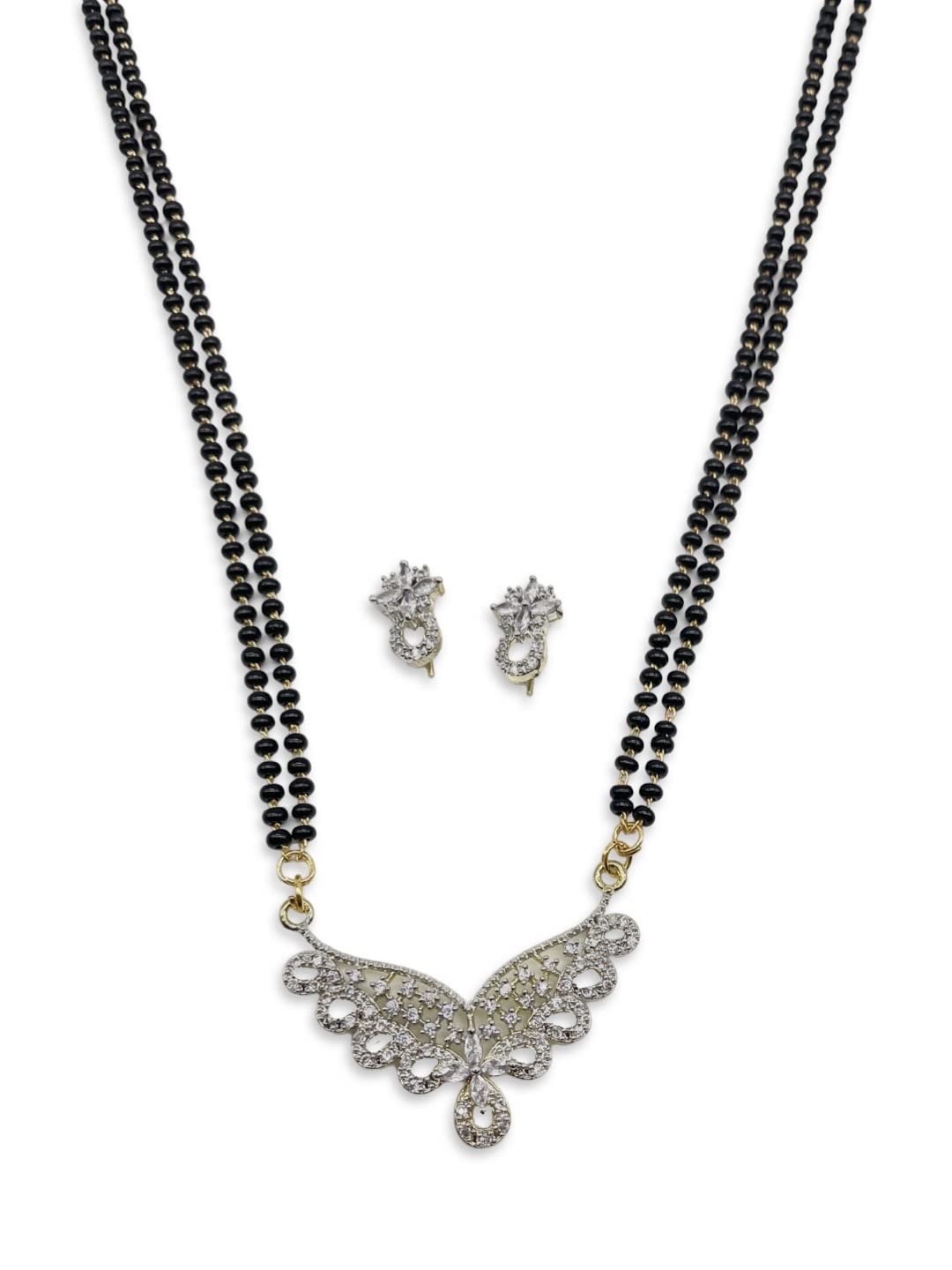 Long Mangalsutra Designs Set With Diamond Earrings Gold Plated Necklace Diamond Mangalsutra Black Beads Chain Gold Mangalsutra Latest Designs For Women (25 Inches) (B09TRHCBTK) Amazon Price History, Amazon Price Tracker