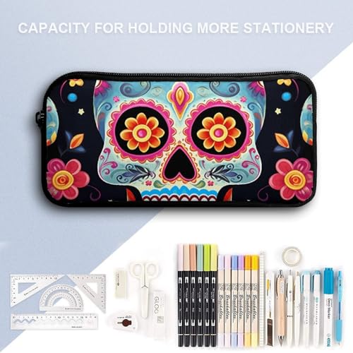 3Pcs Sugar Skulls Printed Backpack for Lightweight High-capacity Backpack With Lunch Bag Pencil Bags4