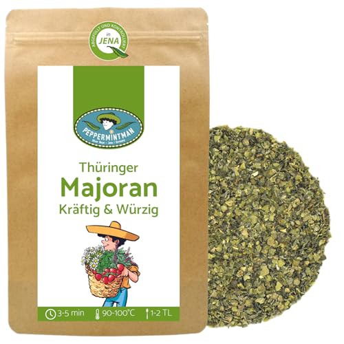 Thüringer Majoran getrocknet 300g - Deutsche Sorte - Premium Gewürz mit Spitzenqualität - Süßlich herber, markanter Duft - PEPPERMINTMAN