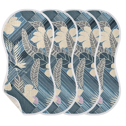 Flowers Stripes Dark Blue Burp Cloths for Babies Burp Rag Cotton Spit Up Rag for Infant Newborn Baby3