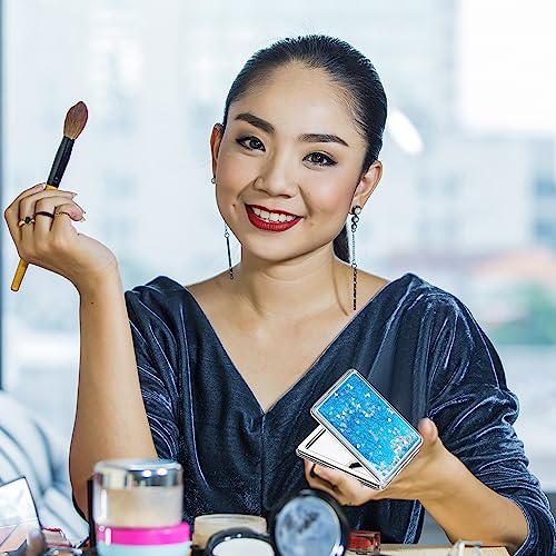 Aruicheng Taschenspiegel Klein Schminkspiegel Reisespiegel Klappspiegel mit Vergrößerung 1X/2X Tragbarer Handspiegel Doppelseitig Makeup Mirror Für Geldbörsen und Reisen, Blau