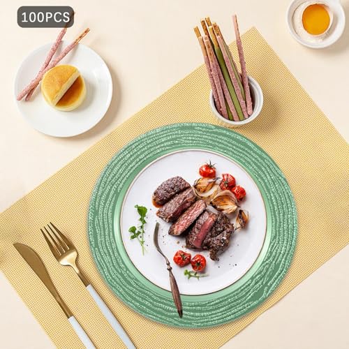 100 platos cargadores verdes redondos de 13 pulgadas miniatura 6