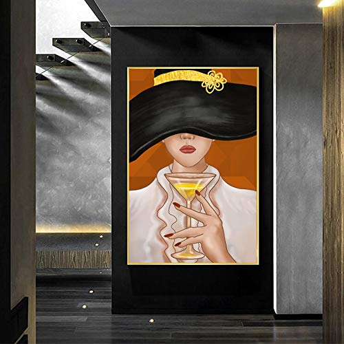 Affiche Peinture sur Toile Orange de KEBIA 60x90cm sans Cadre - Décoration Murale pour Salon Nordique