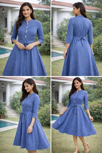 Image of CAMEY Women Striped Cotton Dress
