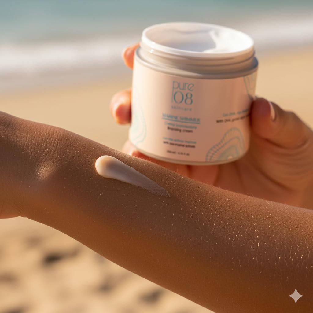 08PURE Skincare Marine Shimmer, Crema Bronceadora Sublime con DHA, Activos Marinos, Absorción Rápida, Tono Uniforme, 200ml