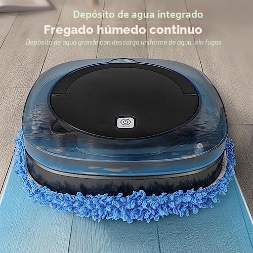 Robot Aspirador y Fregona Combinado, Recargable y Automático Con Depósito de Agua Para Suelo de Baldosas, Mármol y Madera Dura, Dirección Inteligente (Negro)