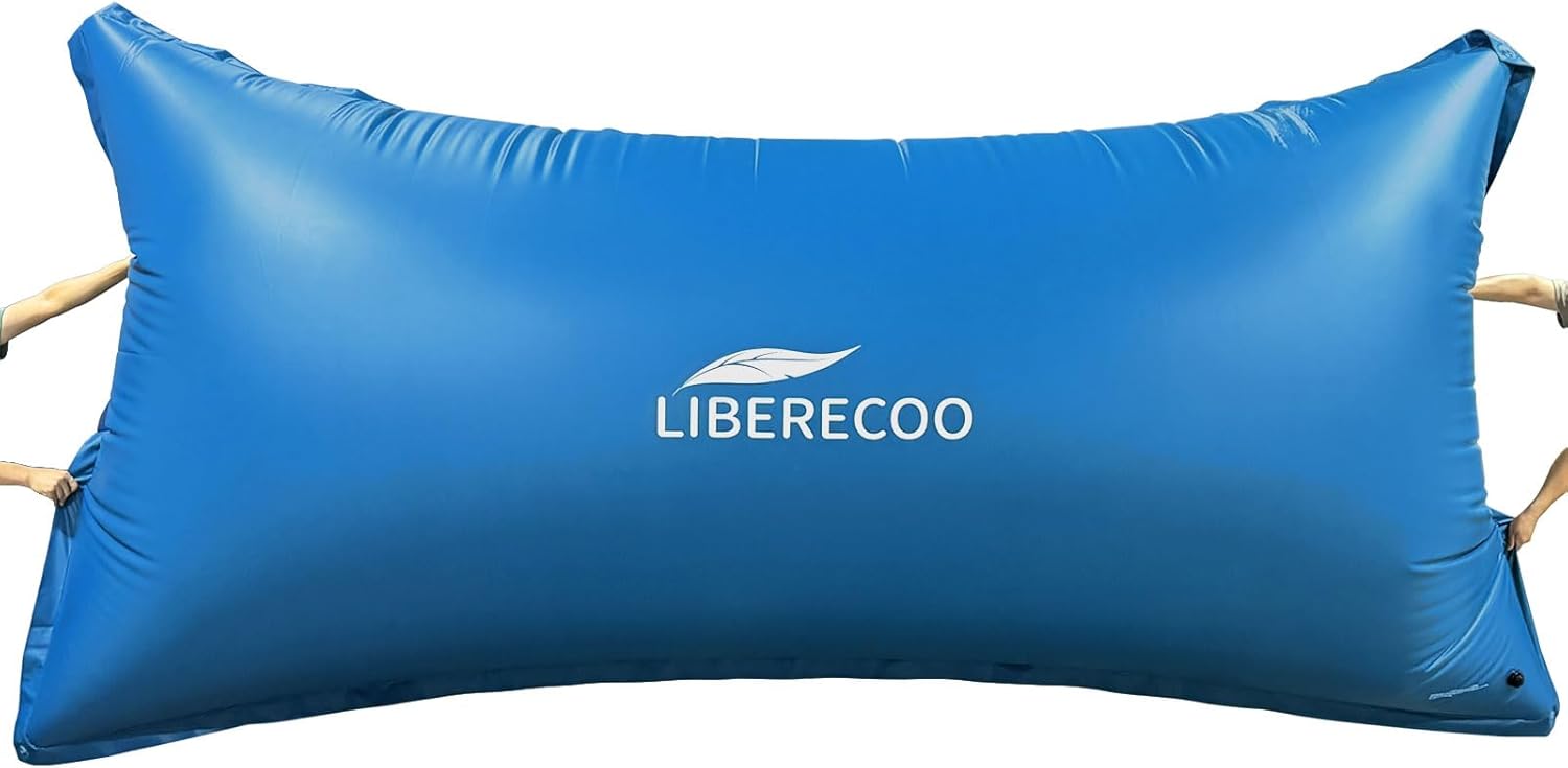 LIBERECOO 8FT x 15FT Huge Pool Cover Pillow for Above-Ground Swimming Pools, 0.4mm Extra Durable Long-Lasting Winter Pool Pillows,Ropes Included 8ft x 15ft Rectangle