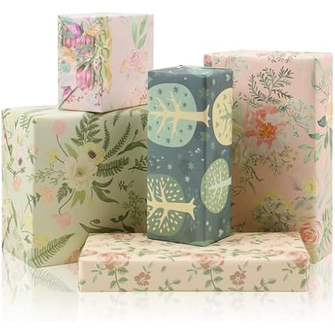TIECHI Floral Birthday Wrapping Paper Set Cover
