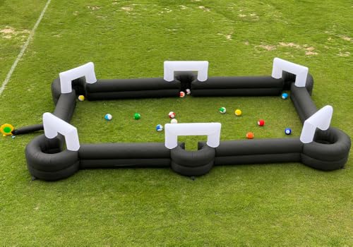 Inflatable Soccer Pool Table Giant Football Pool Pitch Billiards Inflatable Football Billiard Ball with Blower &16 Balls for Backyard Outdoor Indoor Sports Game