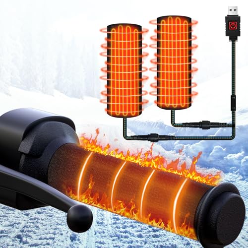 バイク グリップヒーター PORAXY バイク ロールヒーター USB 給電タイプ5+1段階 温度調整 巻き付け ハンドルヒーター オートバイク用 ホットクリップ 冬対策 防寒 防水 汎用タイプ 電熱 ウォーマー ハンドル 自転車 スクーター 防寒対策 冬のバイクツーリング 防寒グッズ 取り付け簡単な巻き付け式 手元暖かくなる (5+1)