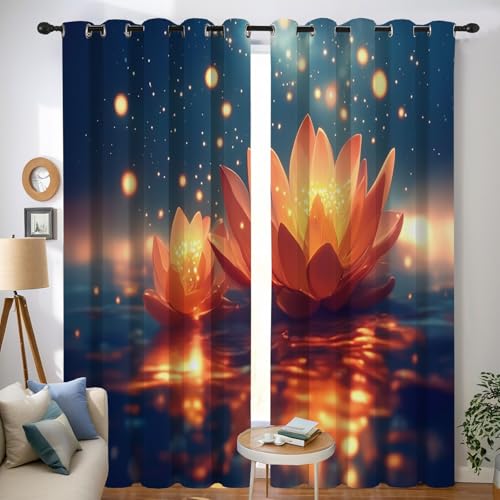 Rideau occultant moderne impression 3D lotus haut de gamme