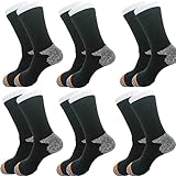 6 Pairs Mens Wool Socks, Thick Warm Winter Socks, Soft Wool Hiking Socks, Casual Crew Socks for Men (US Size 6-12) (6 Black)