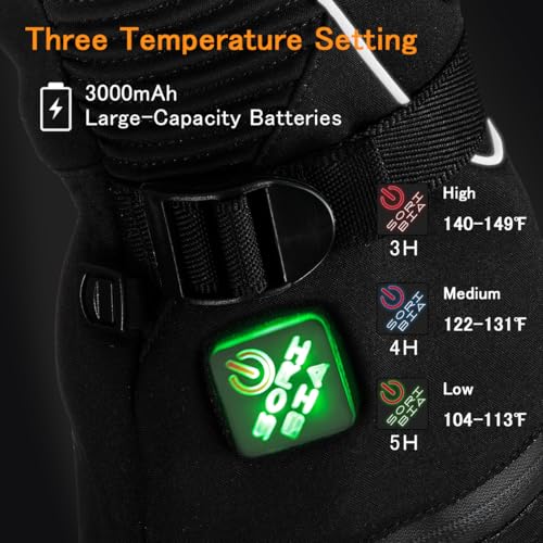 Image of Heated Motorcycle Gloves for Men & Women - 7.4V 3000mAh Rechargeable Batteries, Electric, Touchscreen, Waterproof, Windproof, Non-Slip, Skiing, Cycling, Fishing