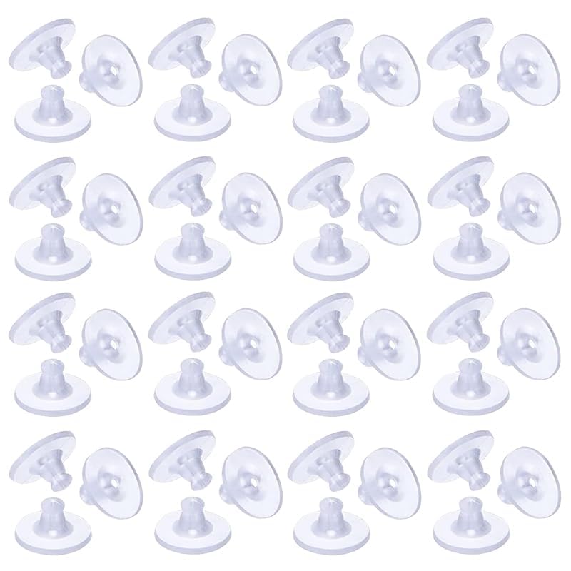 100Pcs Earring Stoppers Transparent Silicone Safety Backs Hypoallergenic Replacement Backs for Stud Earrings & Dangle Earrings