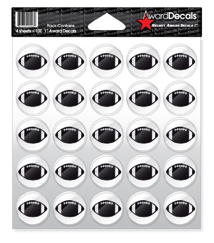 Award Decals Football (Black on Clear) Sticker Set (100 Decals 1') The Original Award Decals Premium...
