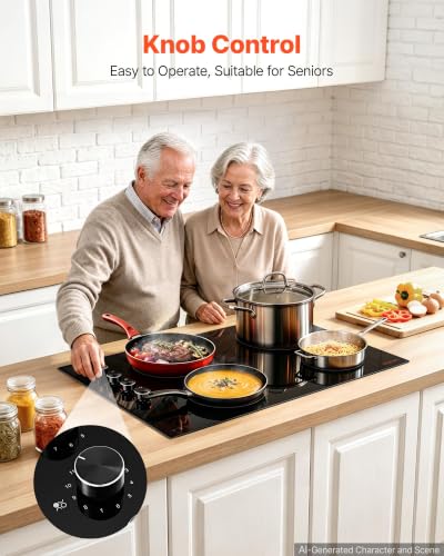 Image of VEVOR Electric Cooktop 30inch 4 Burners Stove Top 7200W 220V No Plug