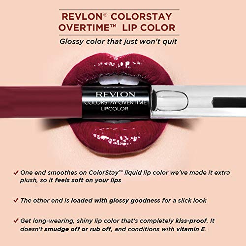 Image of REVLON Colorstay Overtime Lipcolor, Long-wearing, Shiny Lip color, Kiss proof & Smudge Proof. 99% Moisturizing ingredients, Limitless Black Cherry - (500)