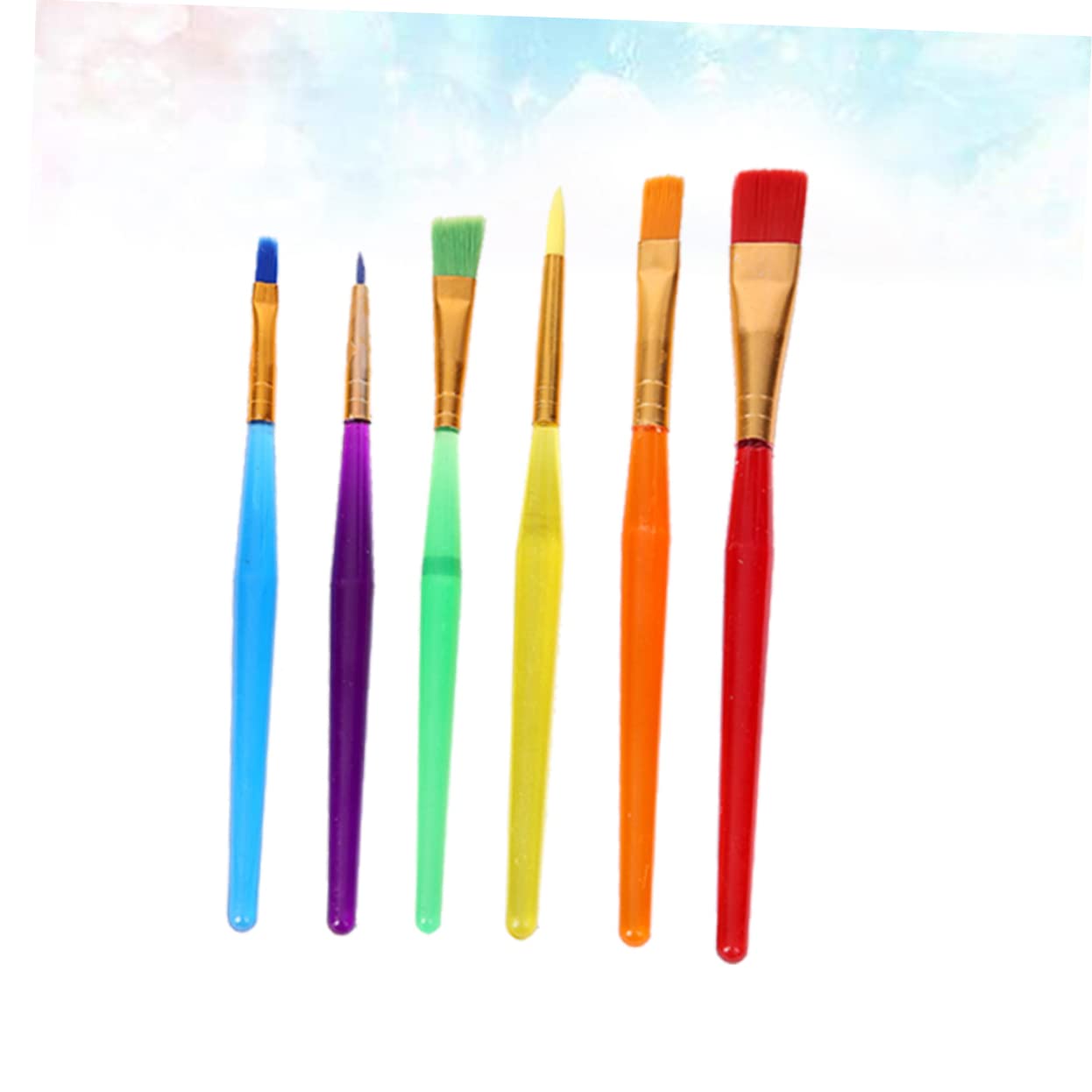 KONTONTY Juego de 12 Pinceles de Nylon para Infantil 6 Piezas por Set Mango de Plástico para y Gouache para Niños y Duradero Product Image 3
