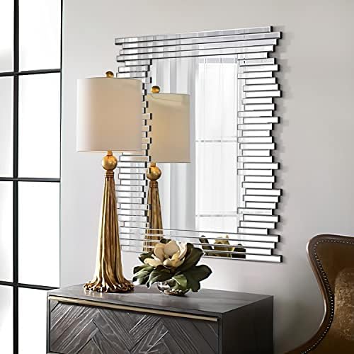 JACUKO Rectangular Wall Mirrors Decorative - Large Venetian Wall Mirror for Home 30.7" W x39.57” H