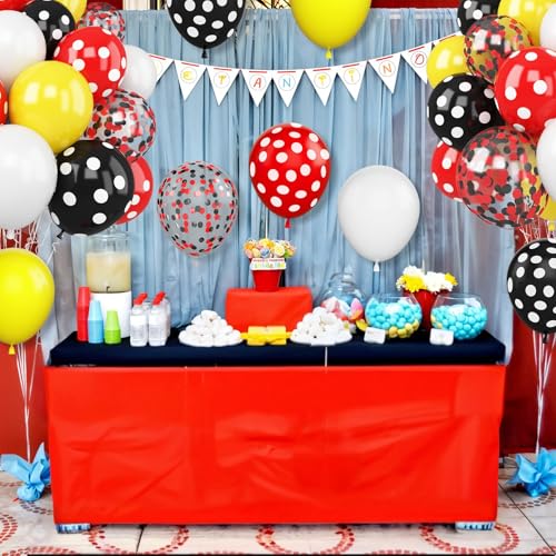 Image of Cartoon Balloons,30pcs 12inch White Yellow Red Black Polka Dot Latex Balloons for Boys Girls Cartoon Theme Birthday Party Supplies Baby Shower Party Decorations