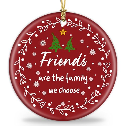 Friend Christmas Ornaments Gifts for Women Men - 3" Ceramic Christmas Tree Friendship Ornaments for Best Friends Coworkers Bestie Sister - Good Friends Birthday Gifts Ideas Xmas Decorations