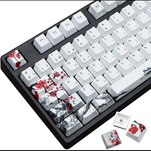 MOLGRIA Keycaps 68 Set für mechanische RK68 GK68 Tastatur Custom PBT OEM Profil-Tastenkappen Japanischer Stil für Gateron Kailh Cherry MX Switch ANSI Layout Tastatur (Pflaumenblüte)
